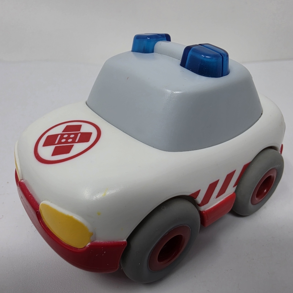 HABA Toddler Rescue Car Toy with Momentum Motor - Kullerbu Ambulance Push and Go